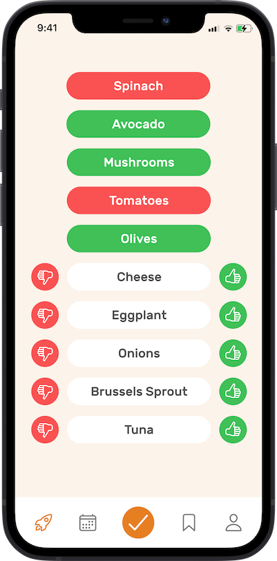 iphone app preferances selection screen